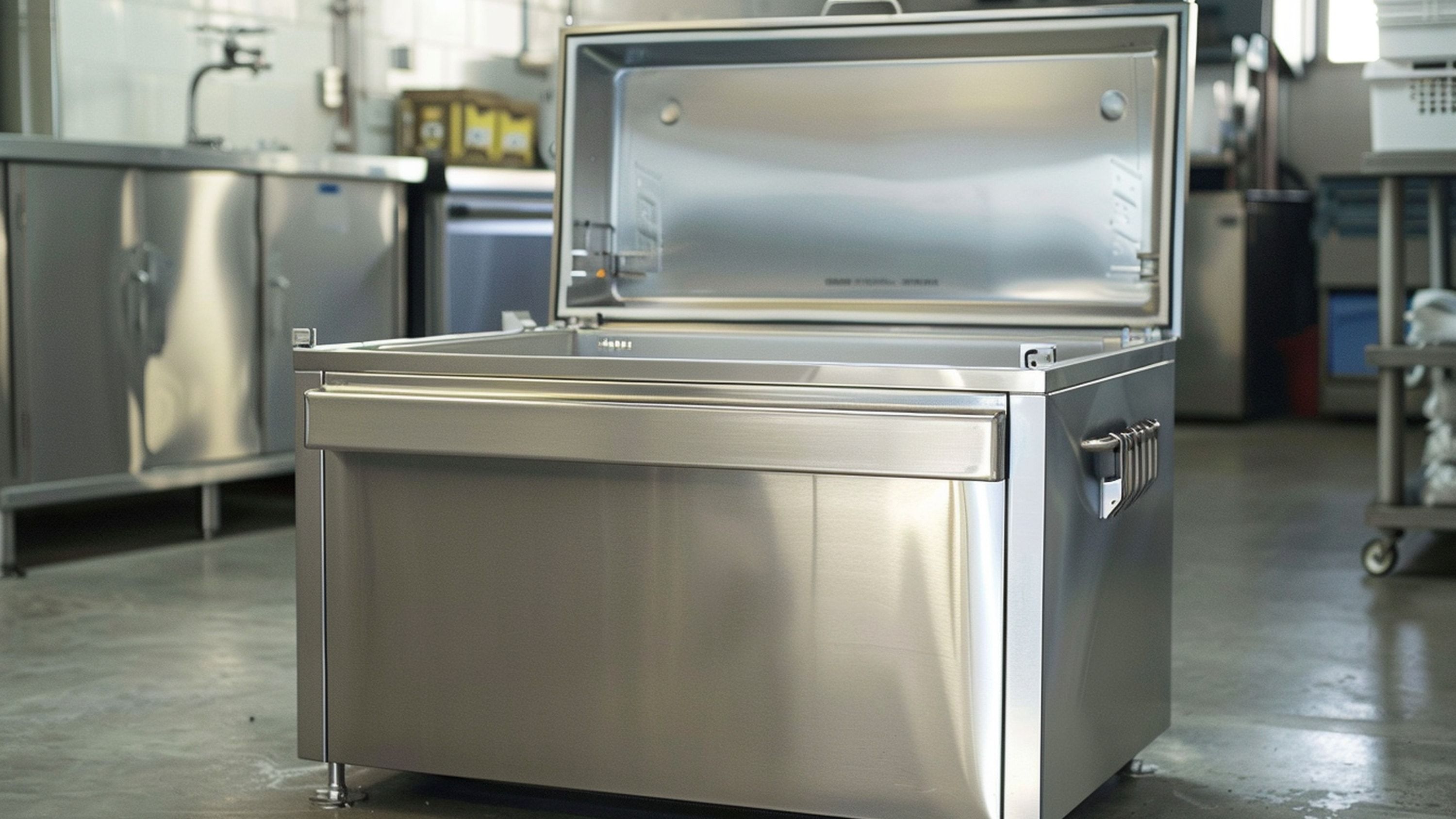 Horno industrial inox con puerta abierta